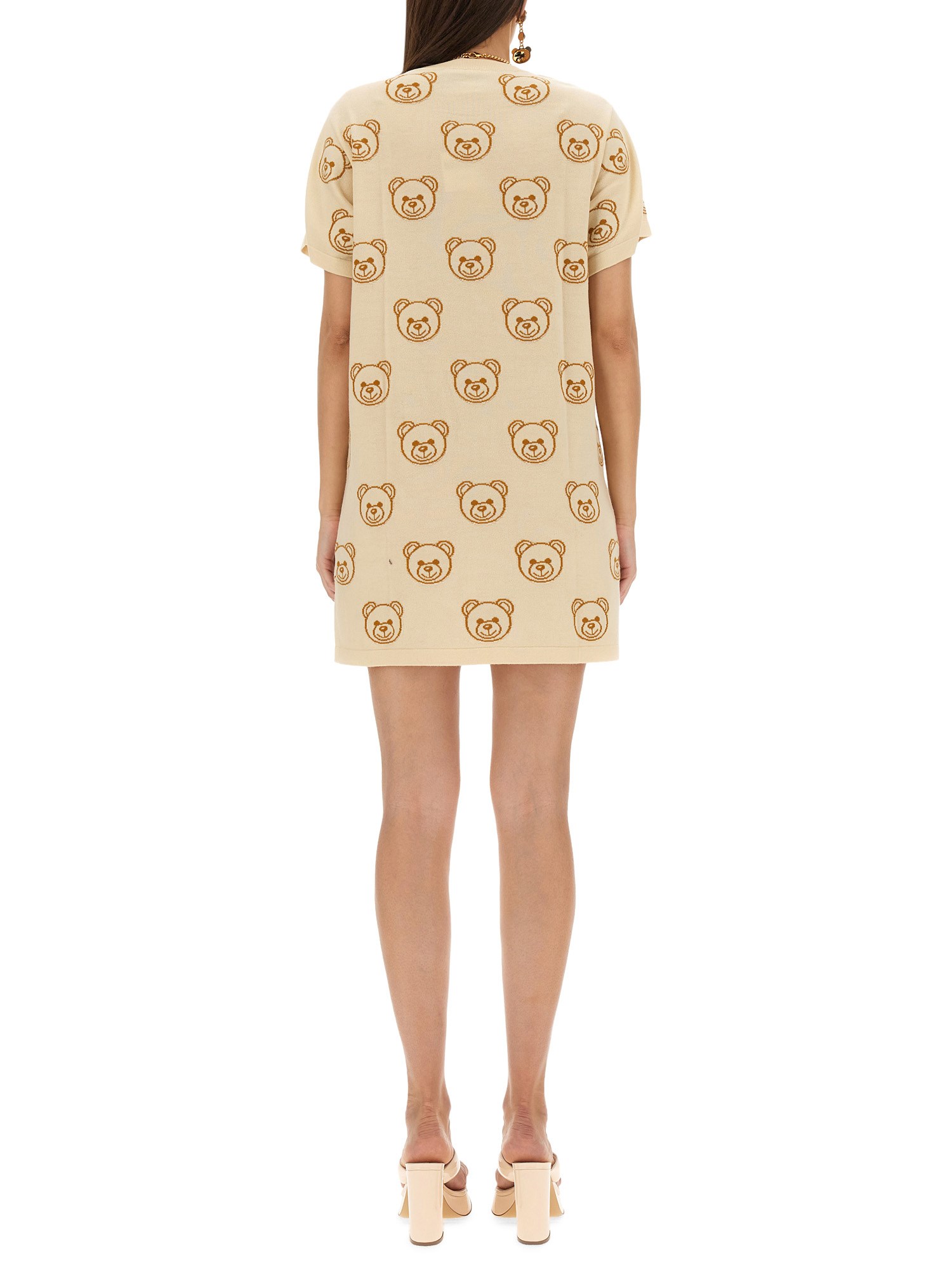 MOSCHINO    WOOL DRESS WITH TEDDY BEAR EMBROIDERY