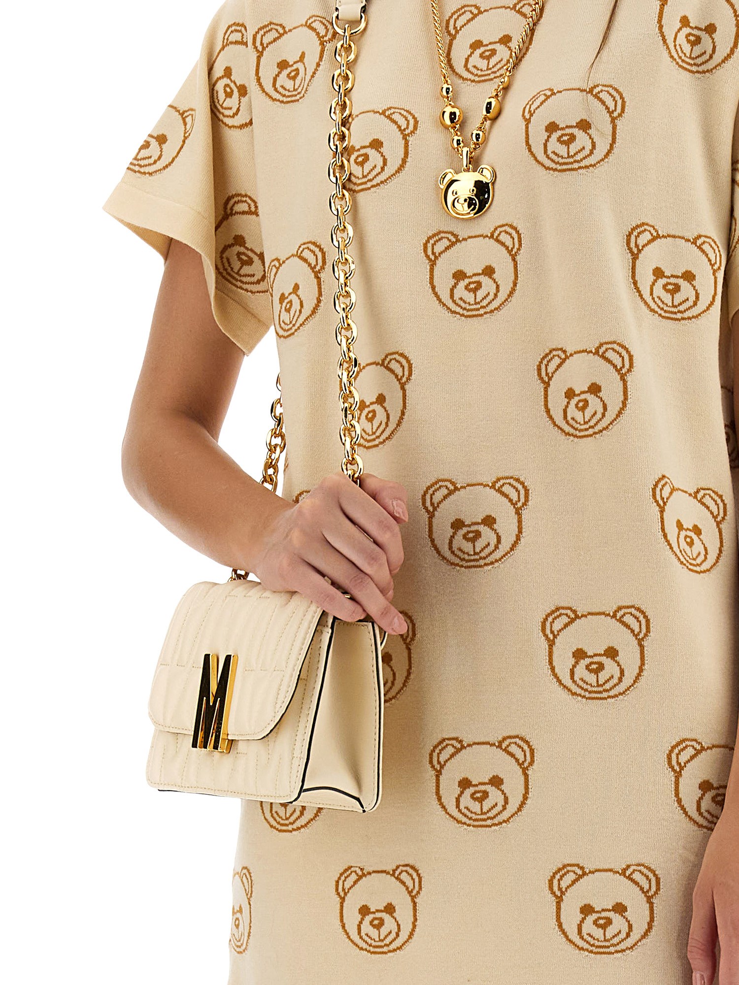 MOSCHINO    WOOL DRESS WITH TEDDY BEAR EMBROIDERY