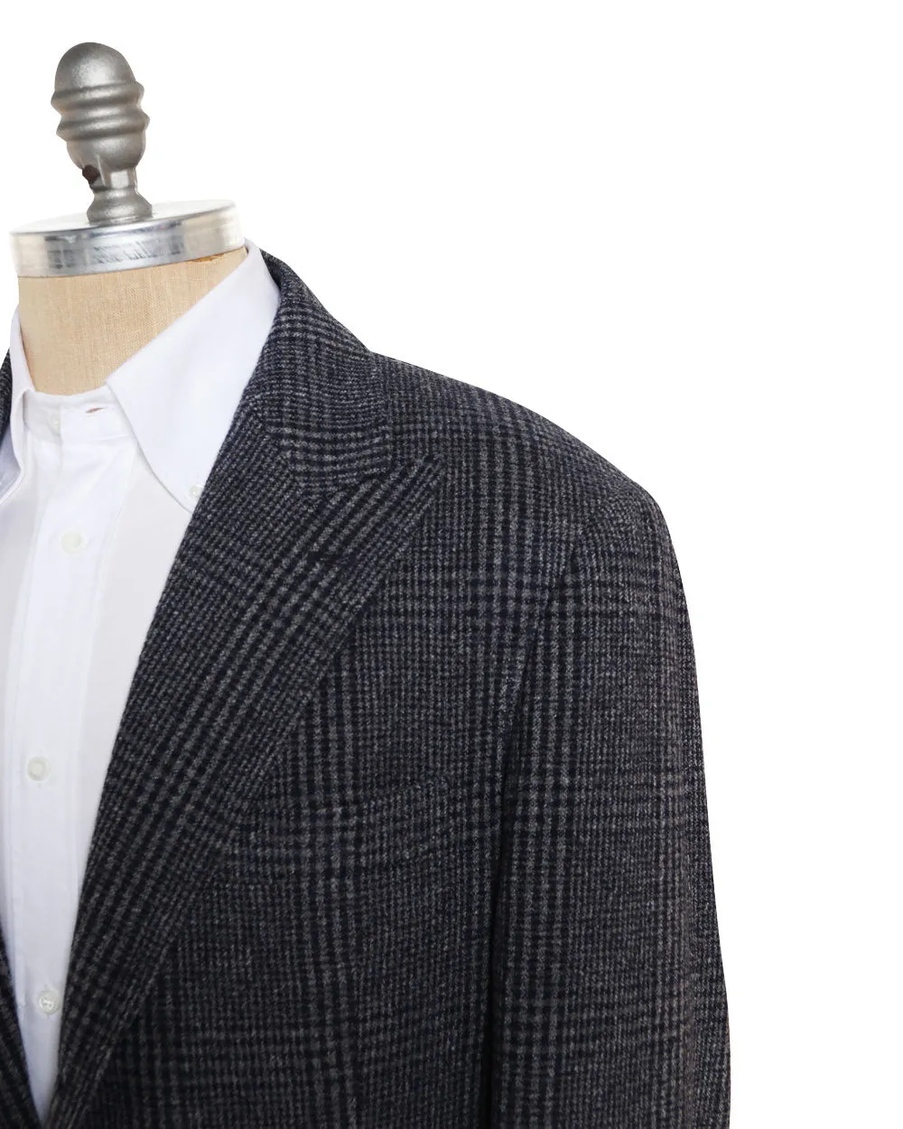 Navy and Grey Wool Blend Plaid Flannel Sportcoat