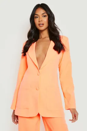 Neon Plunge Front Fitted Tailored Blazer