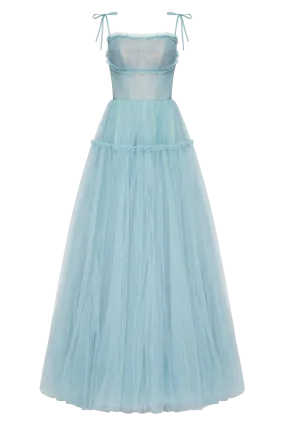 Ocean Wave Tie-straps tulle prom dress