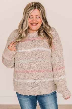 On A High Note Popcorn Knit Sweater- Beige