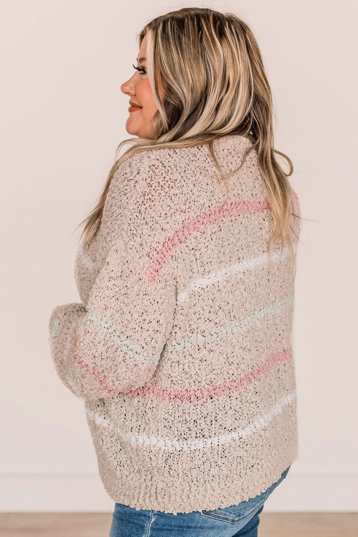 On A High Note Popcorn Knit Sweater- Beige