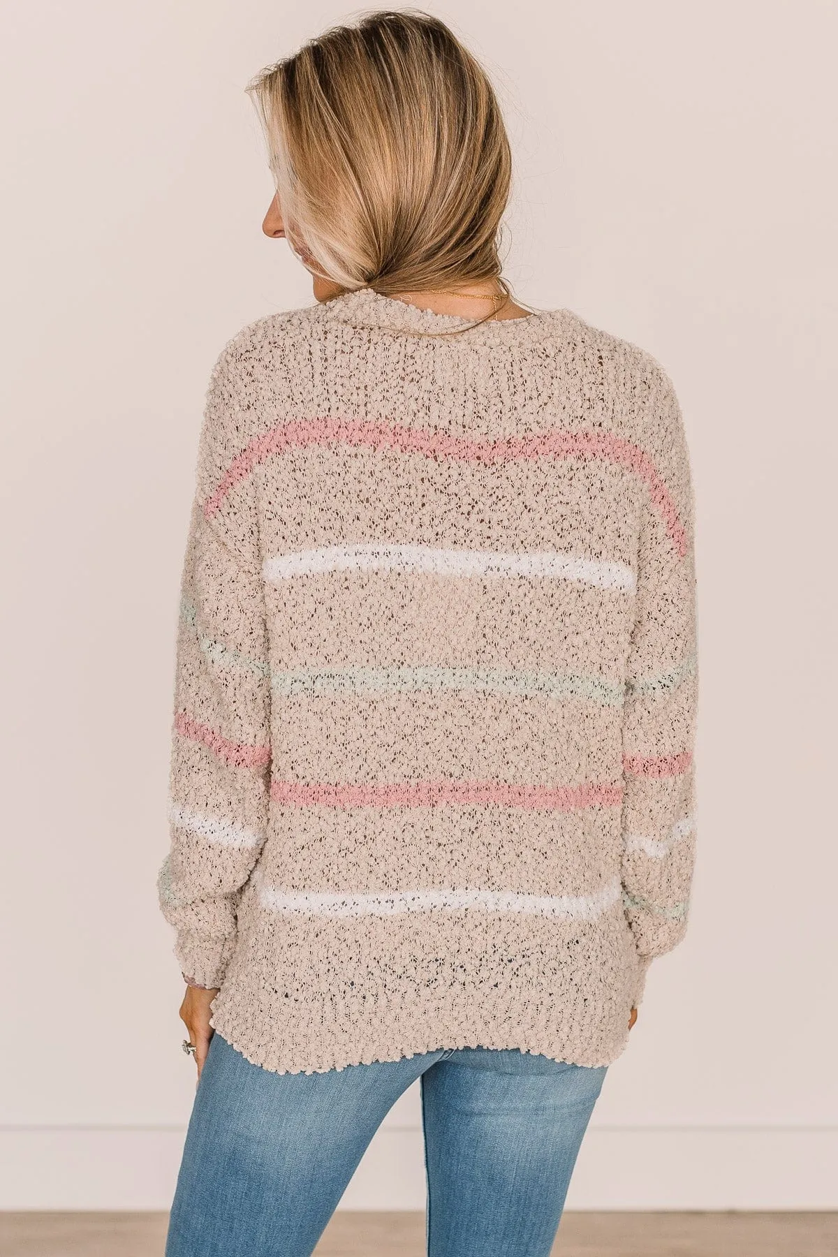 On A High Note Popcorn Knit Sweater- Beige