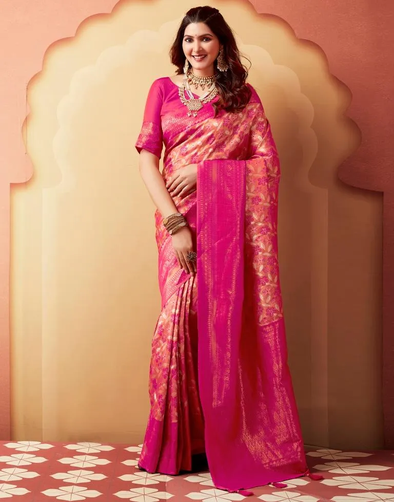 Orange Silk Woven Sarees