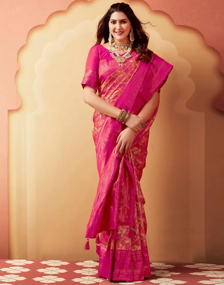 Orange Silk Woven Sarees