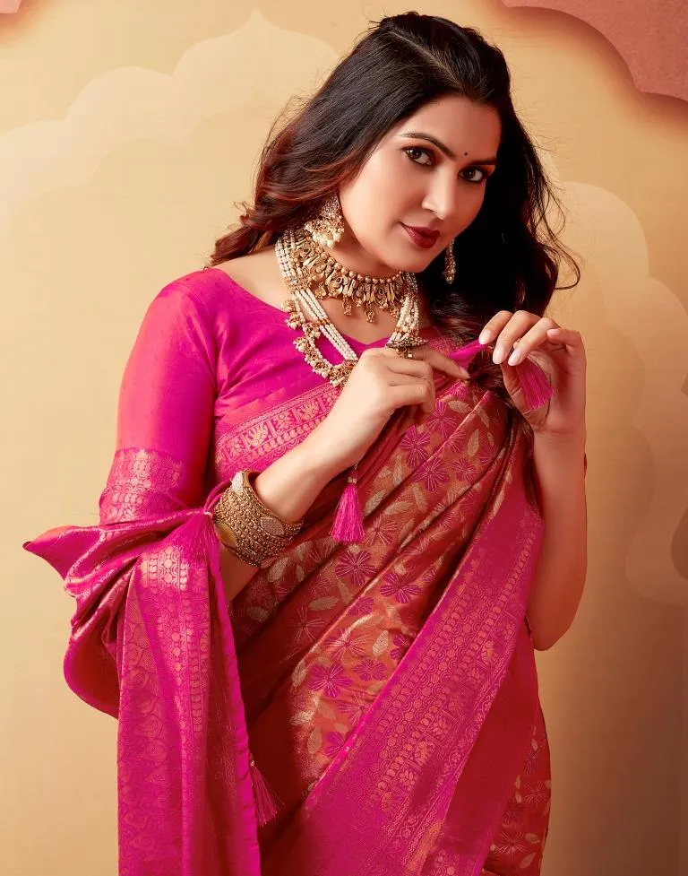 Orange Silk Woven Sarees