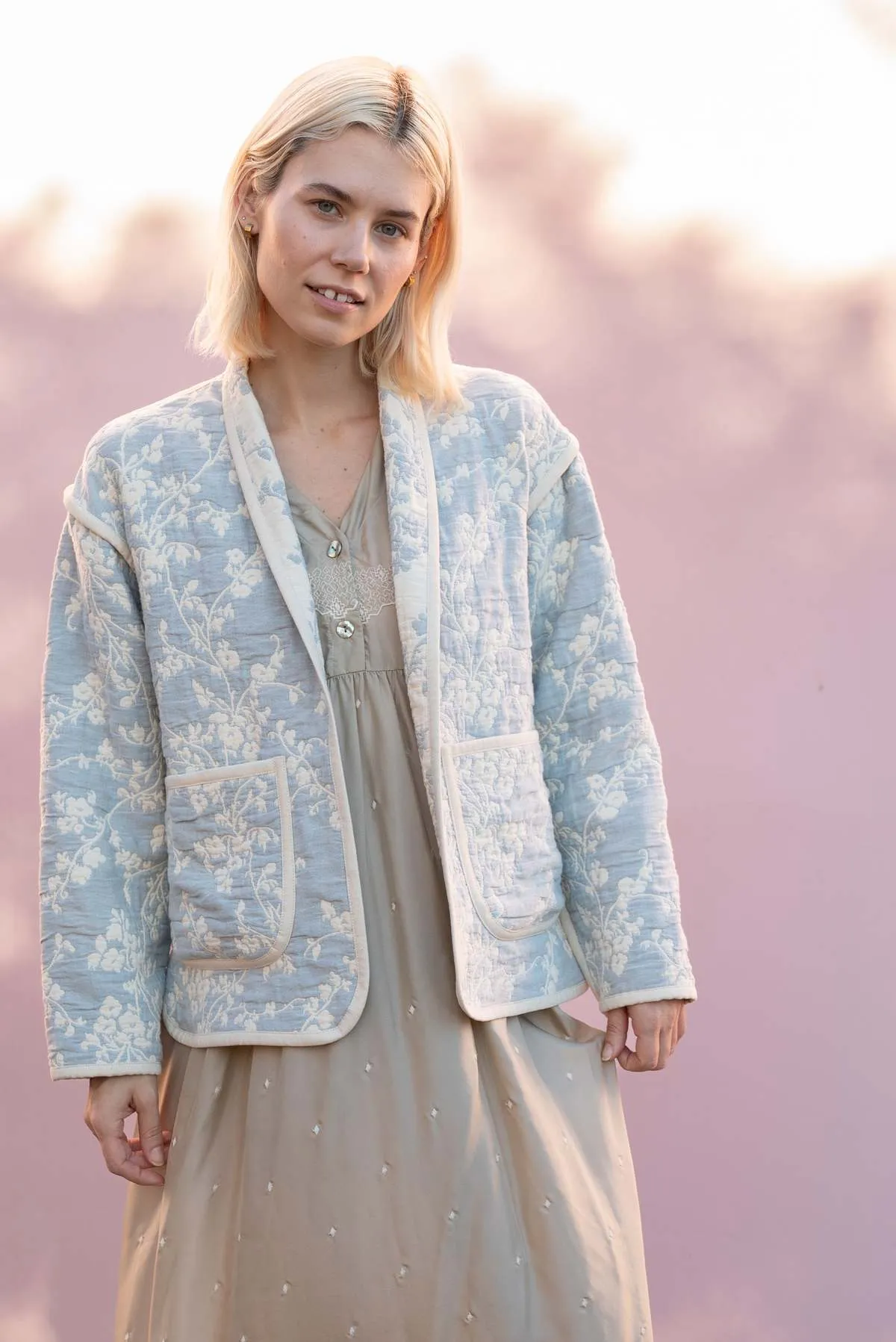 Overshirt Quilt Coat - Cornflower