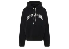 Palm Angels Curved Logo-Print Hoodie Black/White