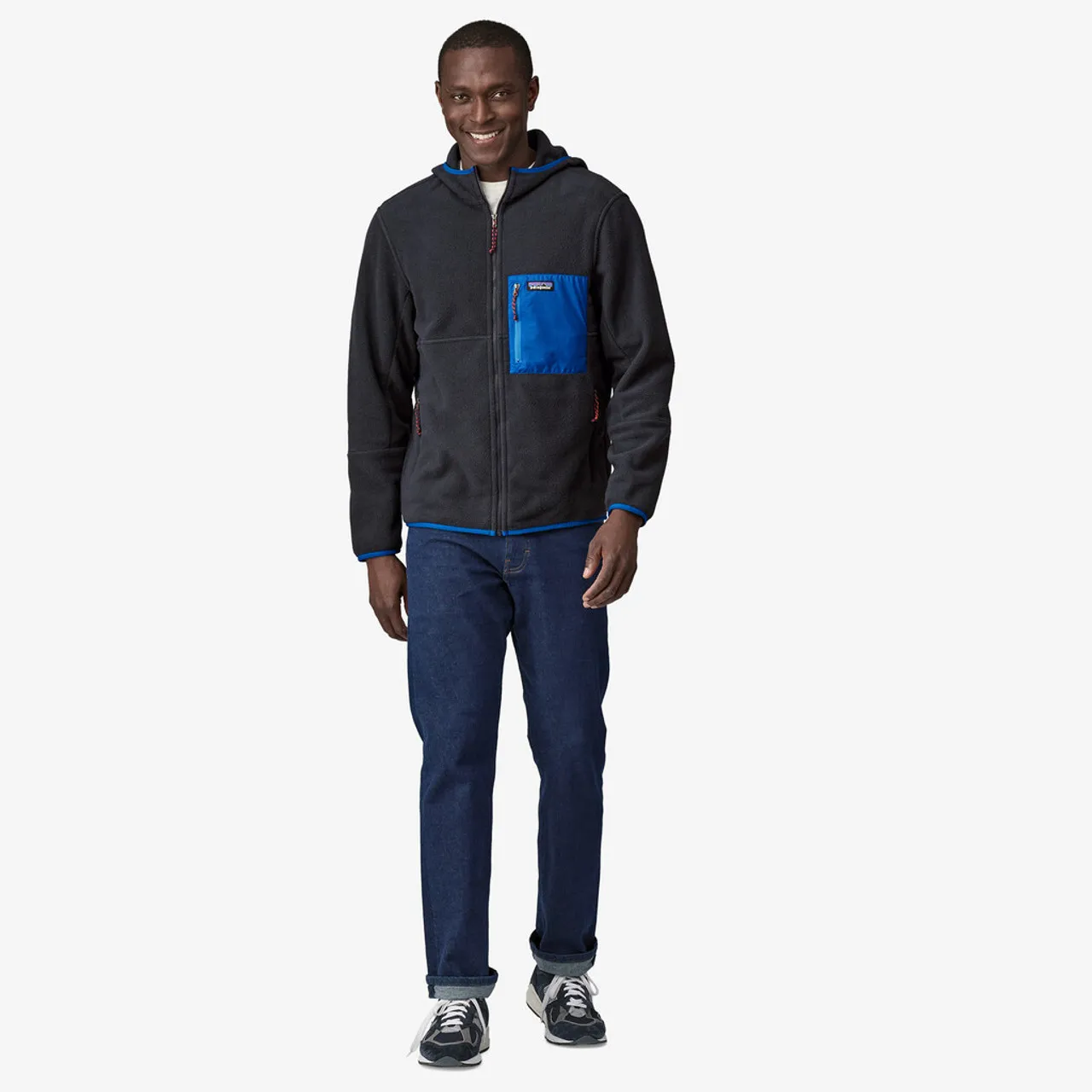 Patagonia Men's Microdini Fleece Hoody: Pitch Blue w/ Endless Blue