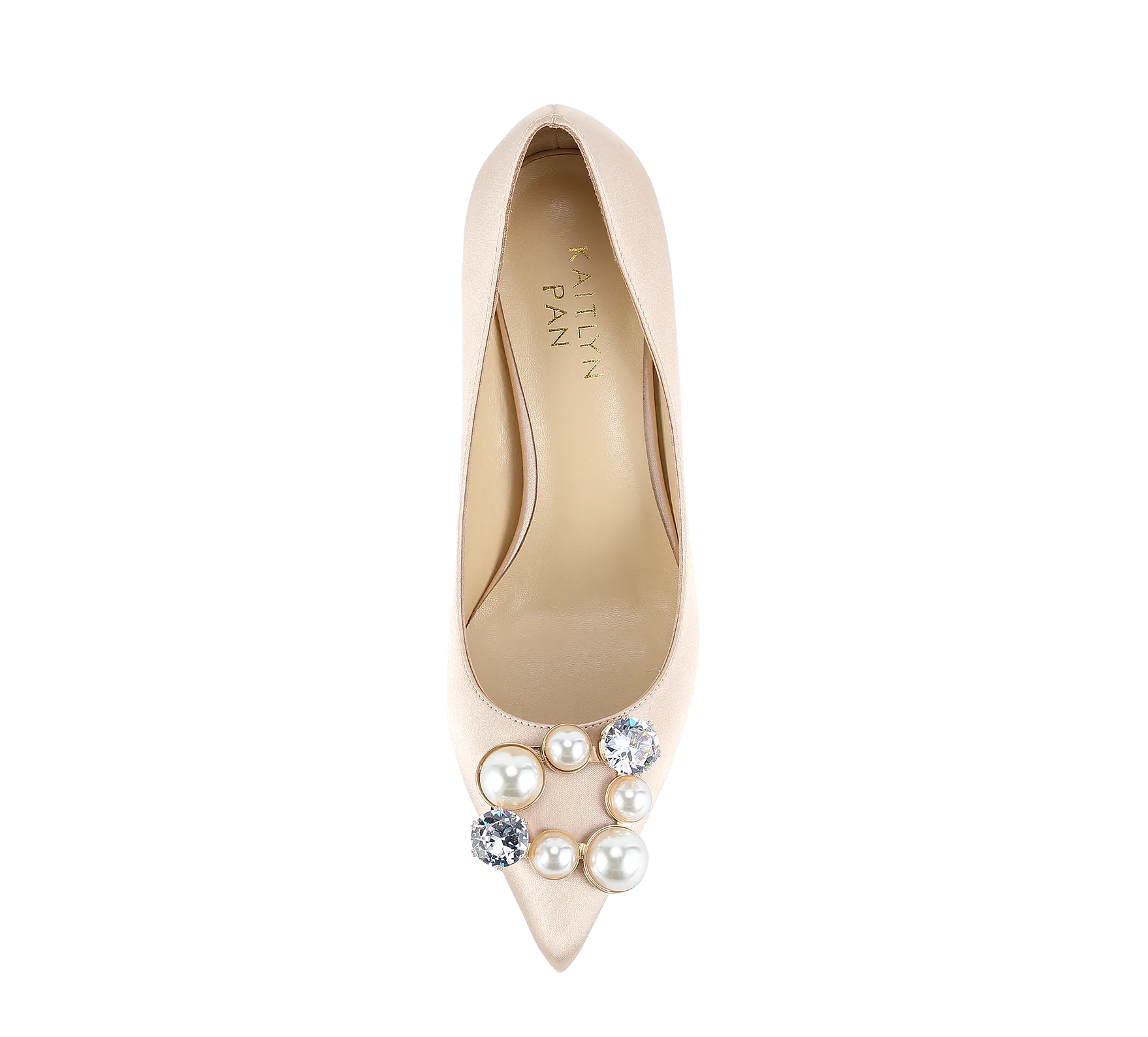 Pearl Buckle Satin Pumps