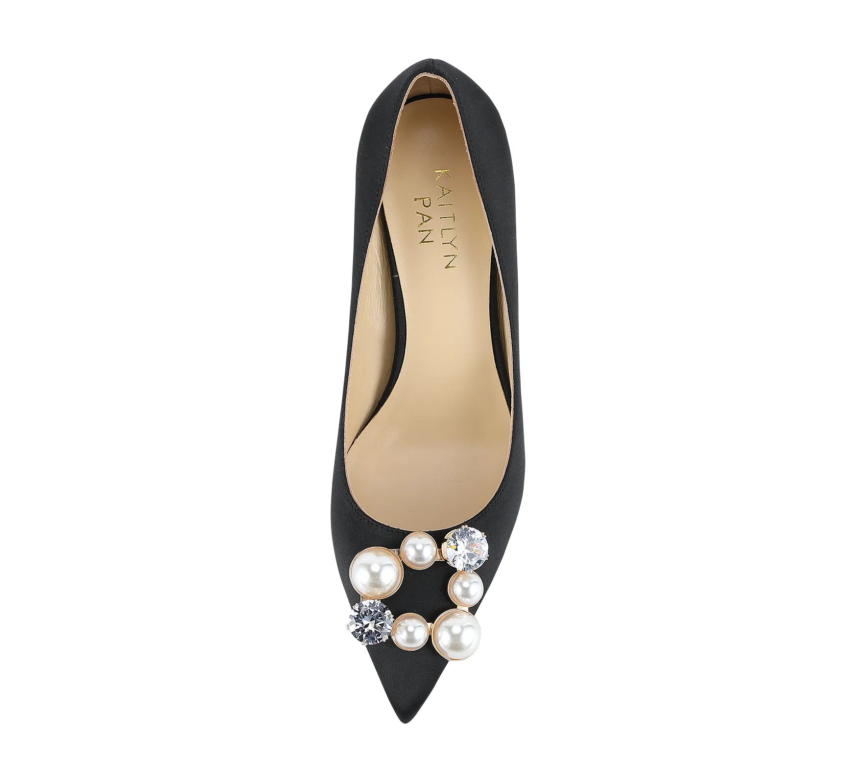 Pearl Buckle Satin Pumps