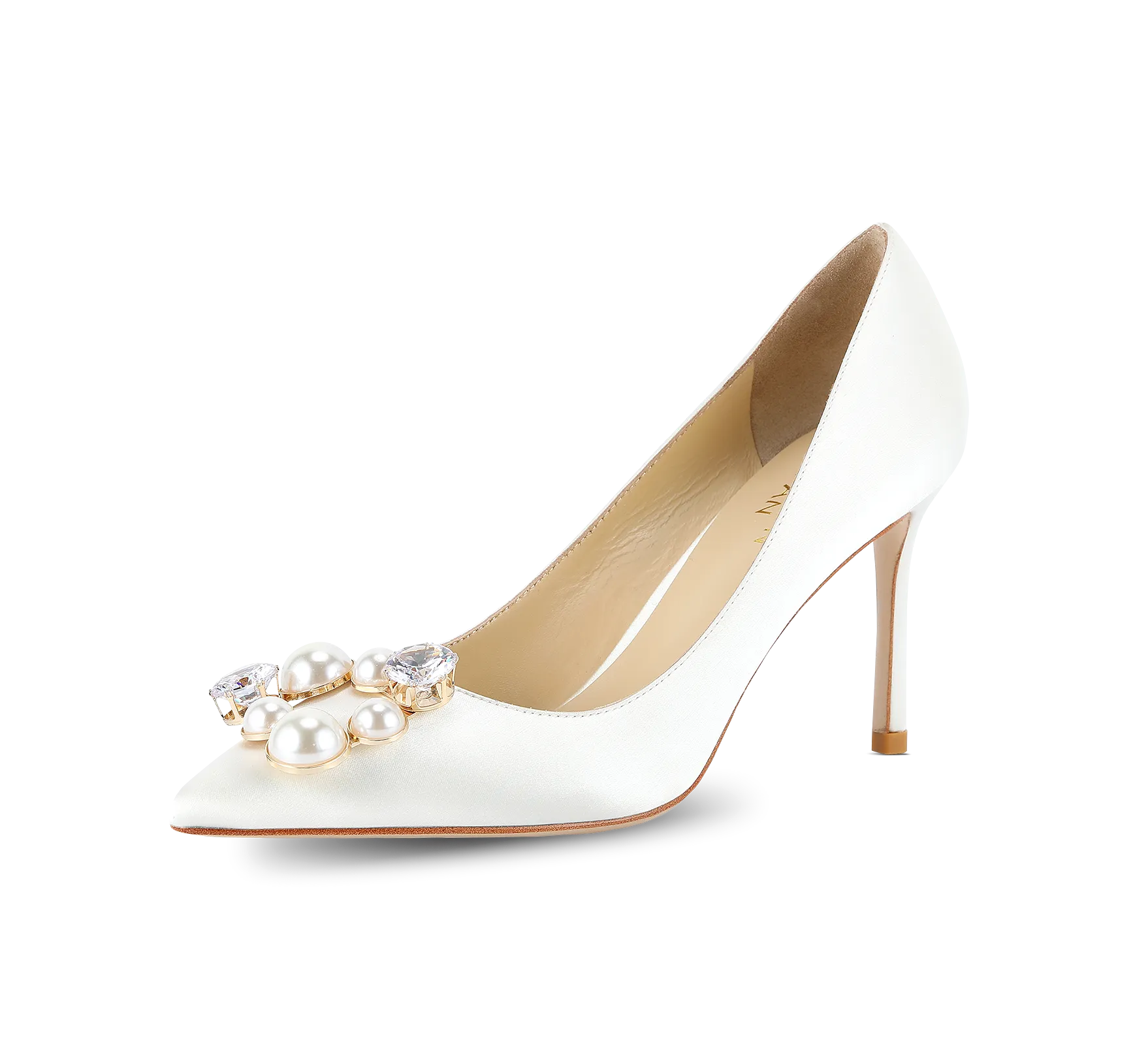 Pearl Buckle Satin Pumps