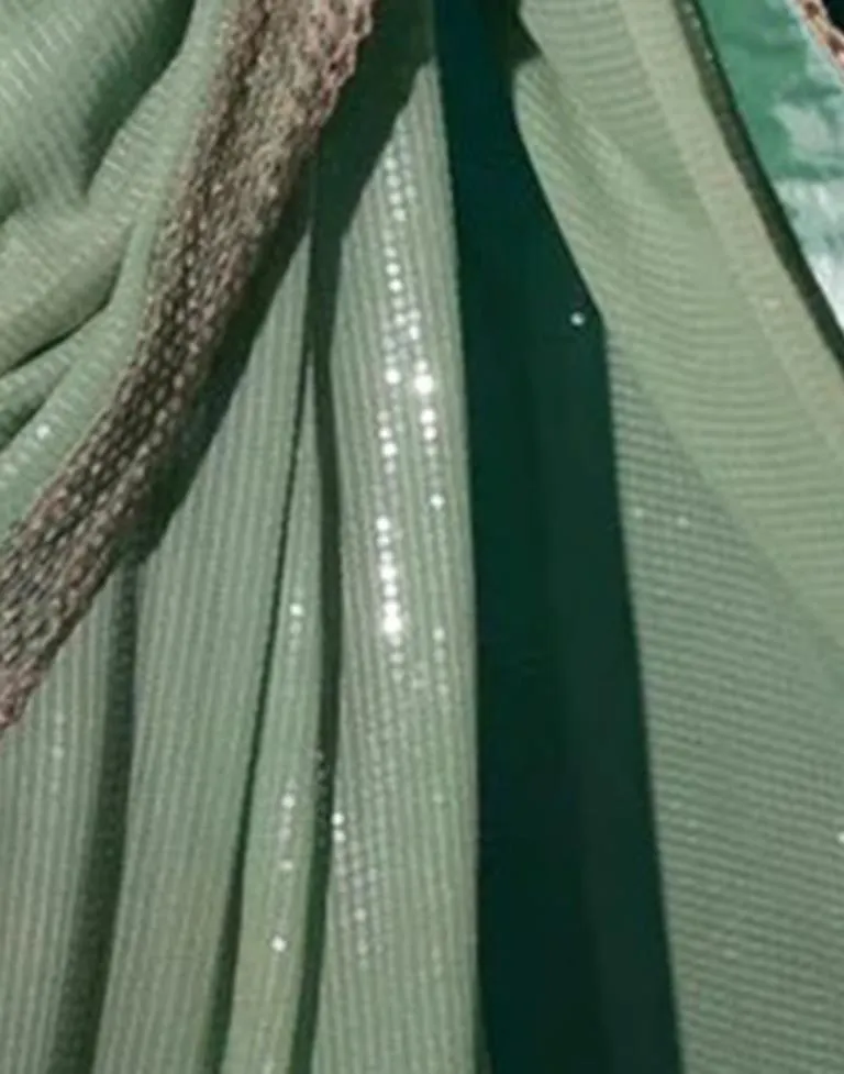 Pista Green Georgette Plain Sarees