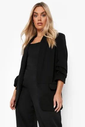 Plus Ruched Sleeve Blazer