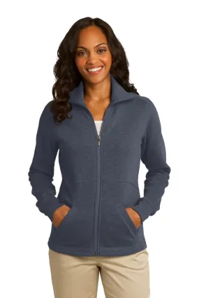 Port Authority Ladies Slub Fleece Full-Zip Jacket L293 Slate Grey