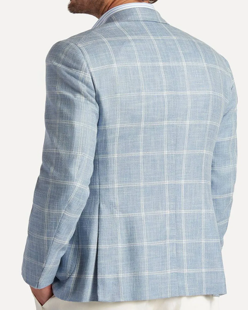 Powder Blue and White Windowpane Sportcoat