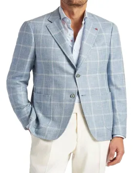 Powder Blue and White Windowpane Sportcoat