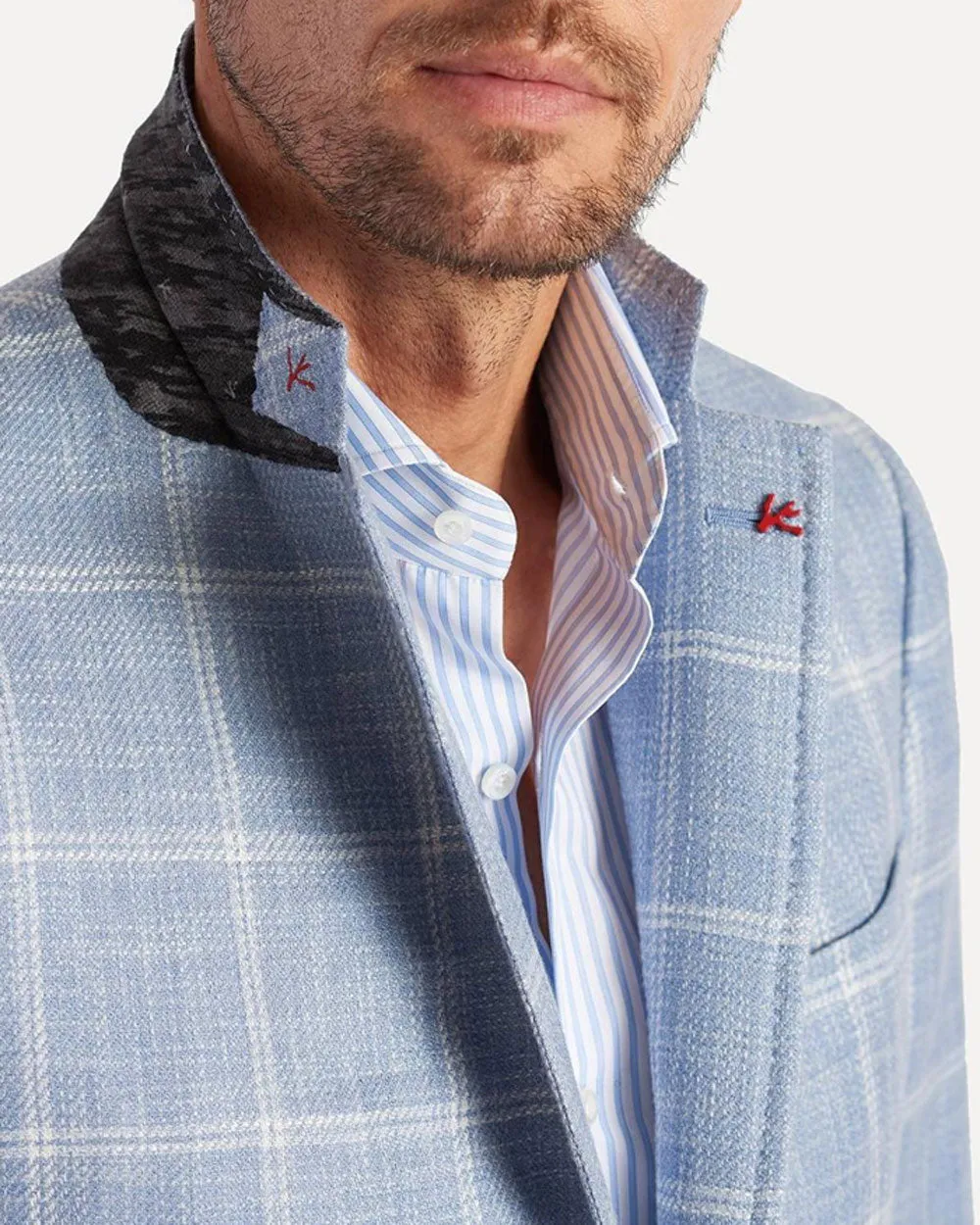 Powder Blue and White Windowpane Sportcoat