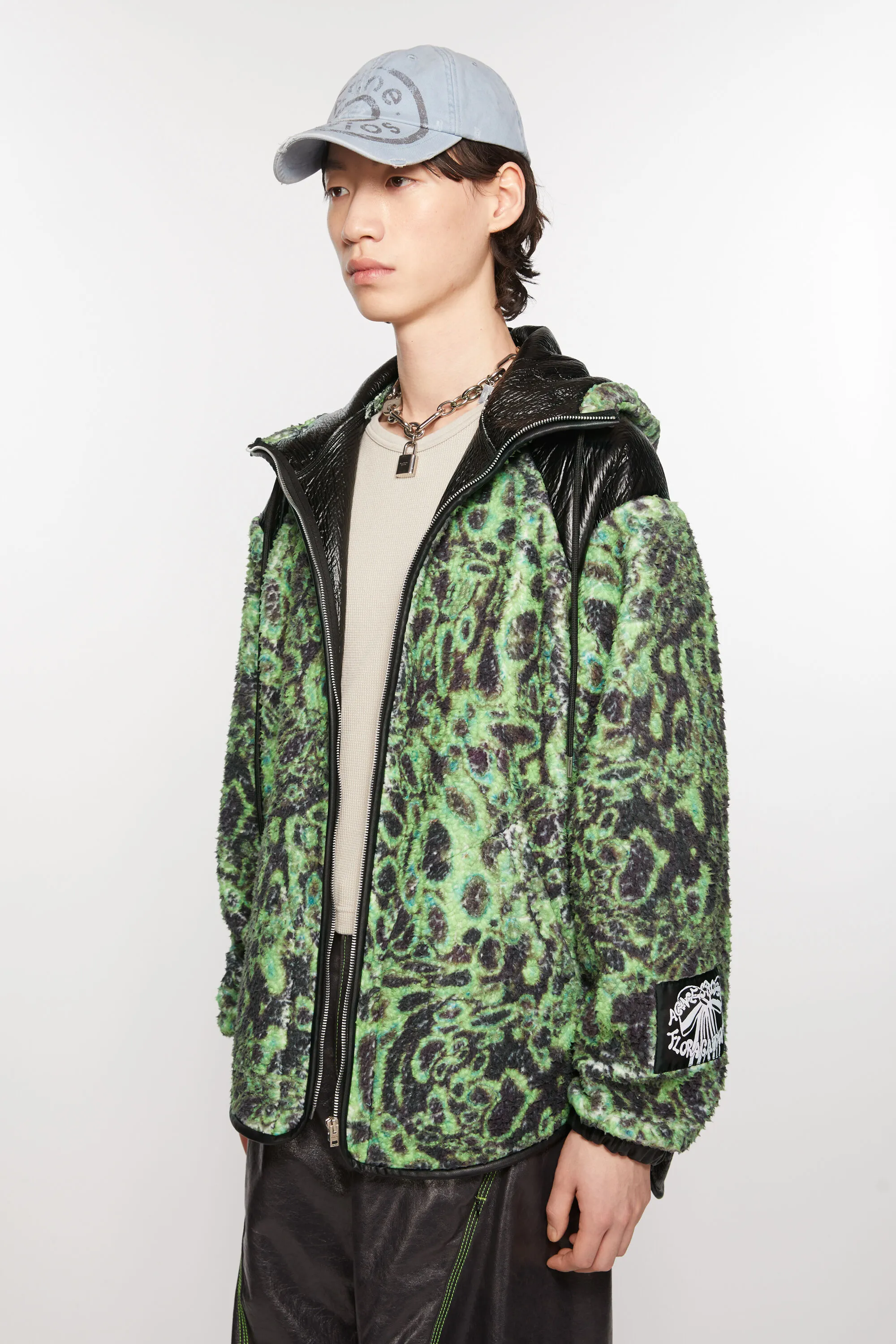 Printed fleece hooded jacket