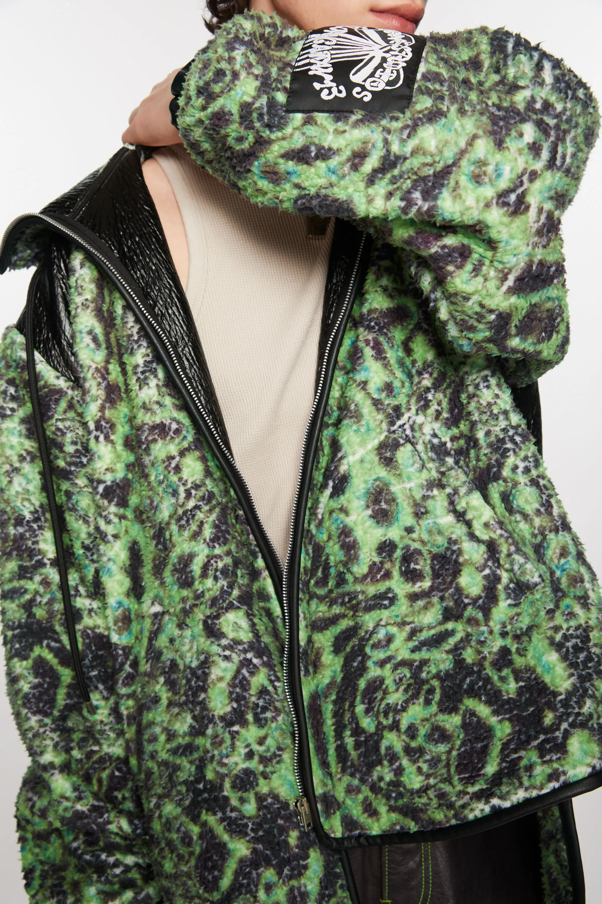 Printed fleece hooded jacket