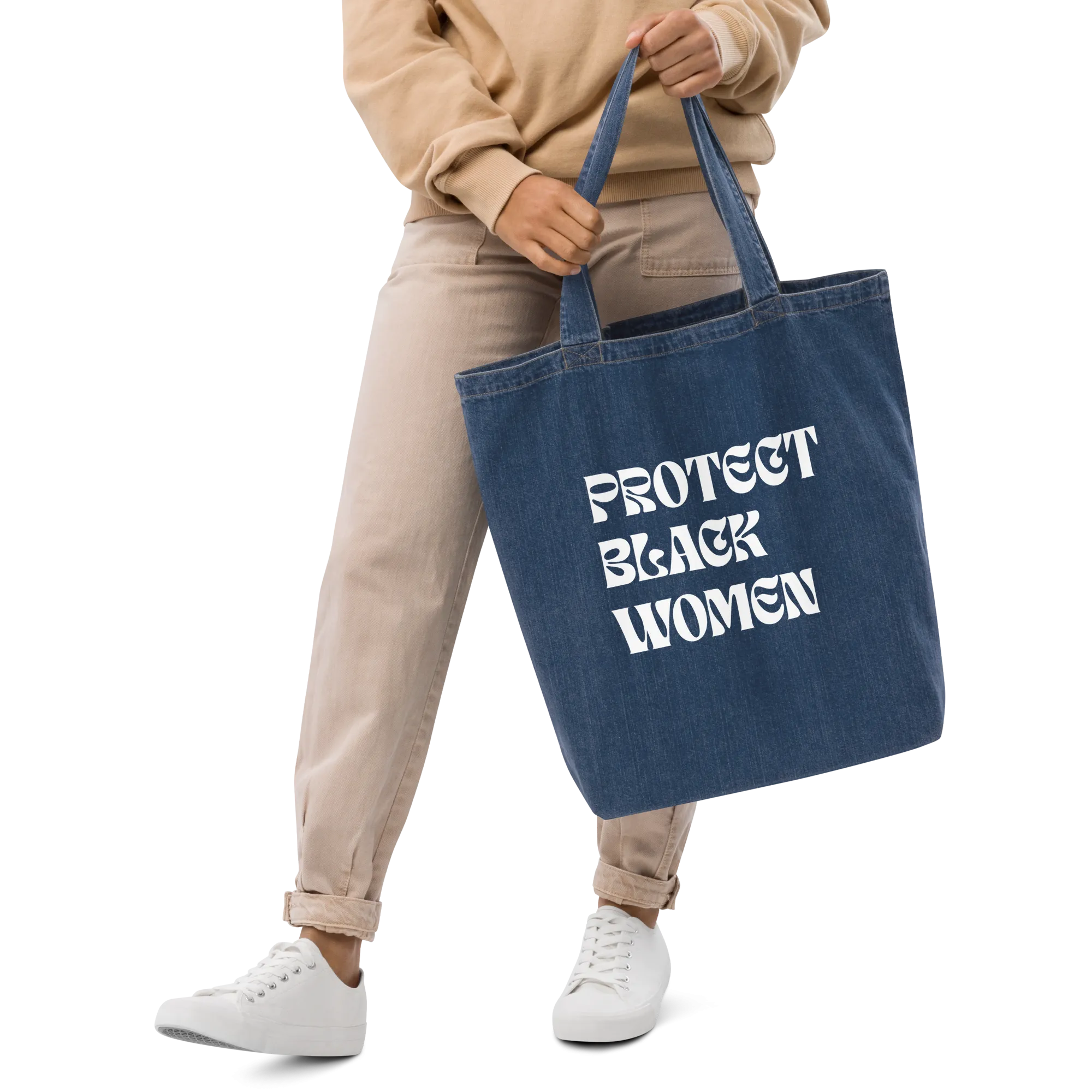 Protect Black Women Organic Denim Tote Bag