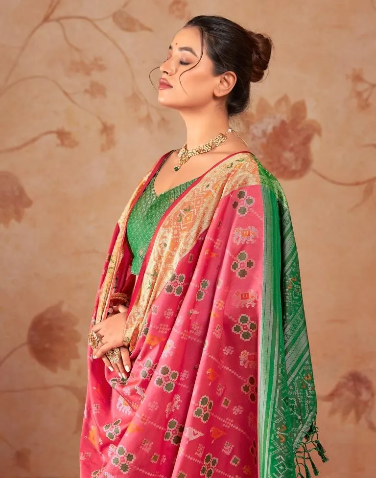 Punch Pink Silk Woven Sarees