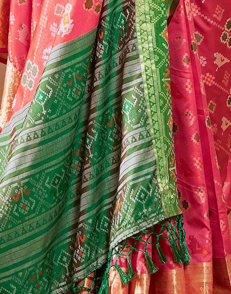 Punch Pink Silk Woven Sarees