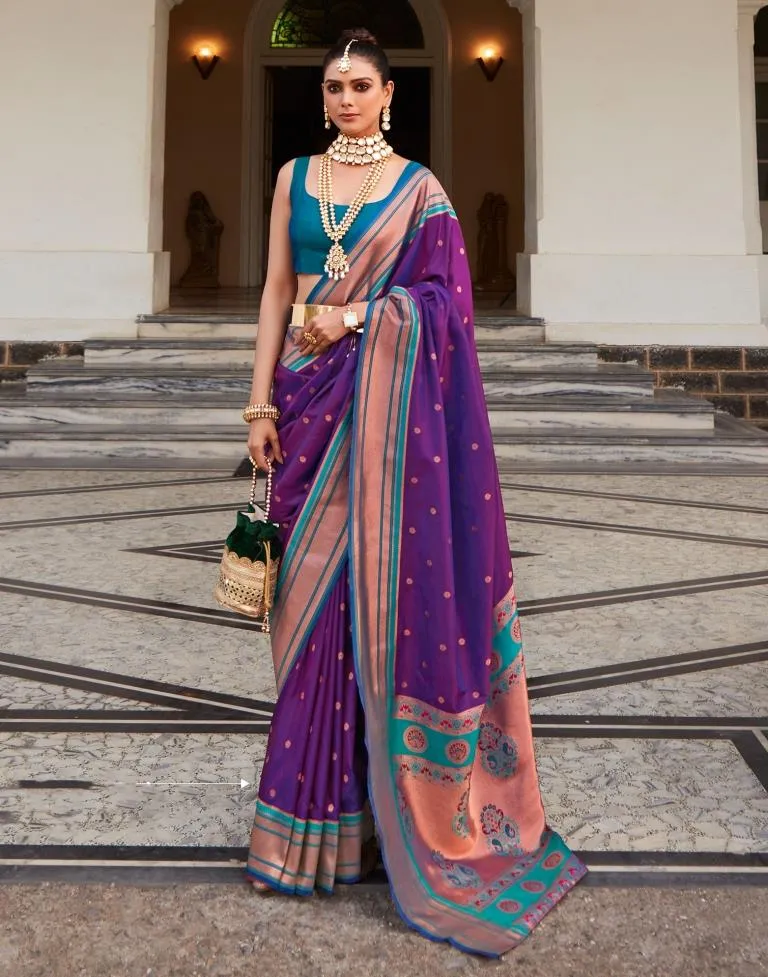 Purple Silk Woven Sarees