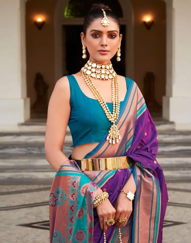 Purple Silk Woven Sarees