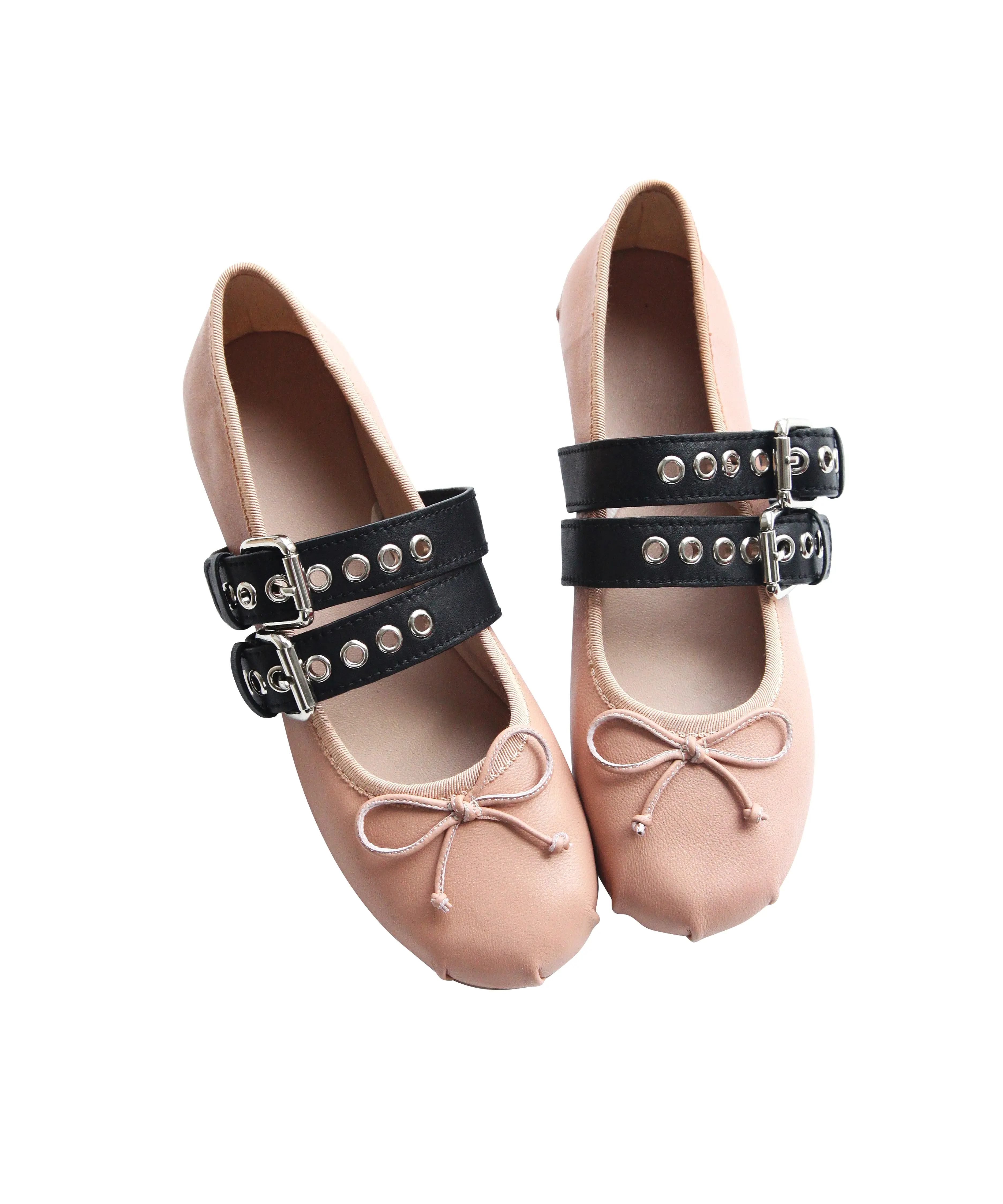 Rina Buckled Lace-up Ballet Flats