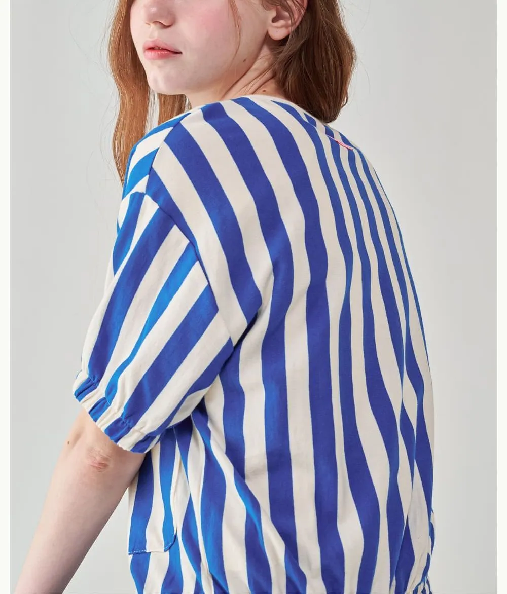 RONRON  |Stripes Heart Street Style Short Sleeves Logo Cardigans