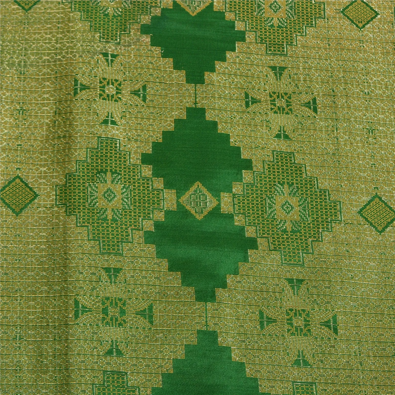 Sanskriti Vintage Green Indian Sarees Pure Silk Woven Premium Sari 5 YD Fabric