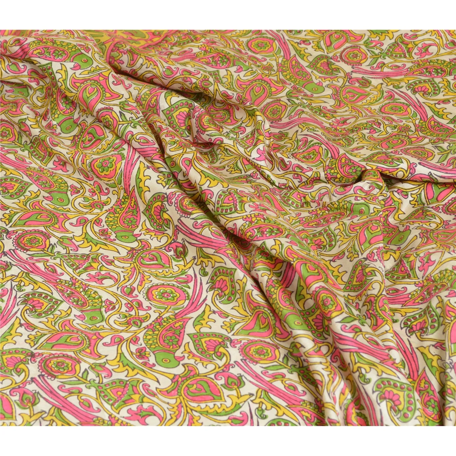 Sanskriti Vintage Sarees Indian Women Parrot Printed Pure Silk Sari Craft Fabric