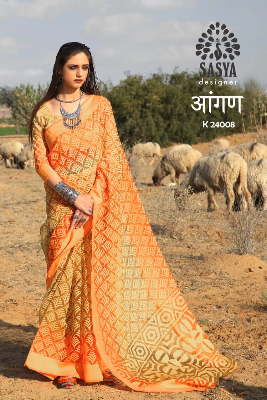 Sasya Designer Aangan Elagant Looking Beautiful Designed Sarees