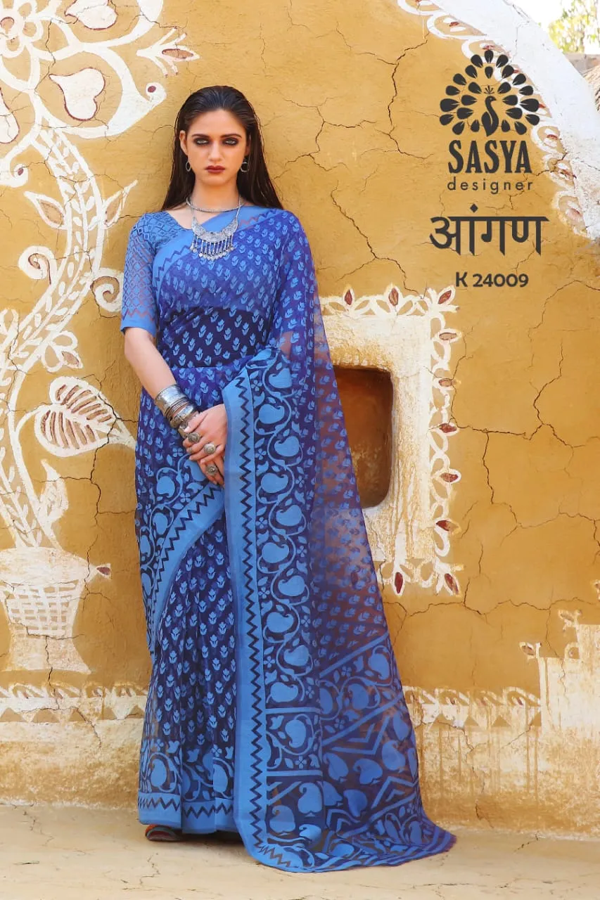 Sasya Designer Aangan Elagant Looking Beautiful Designed Sarees