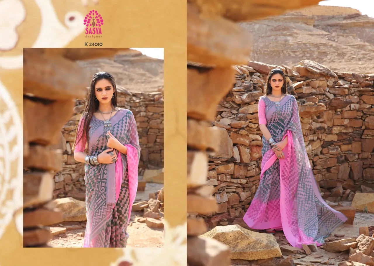 Sasya Designer Aangan Elagant Looking Beautiful Designed Sarees