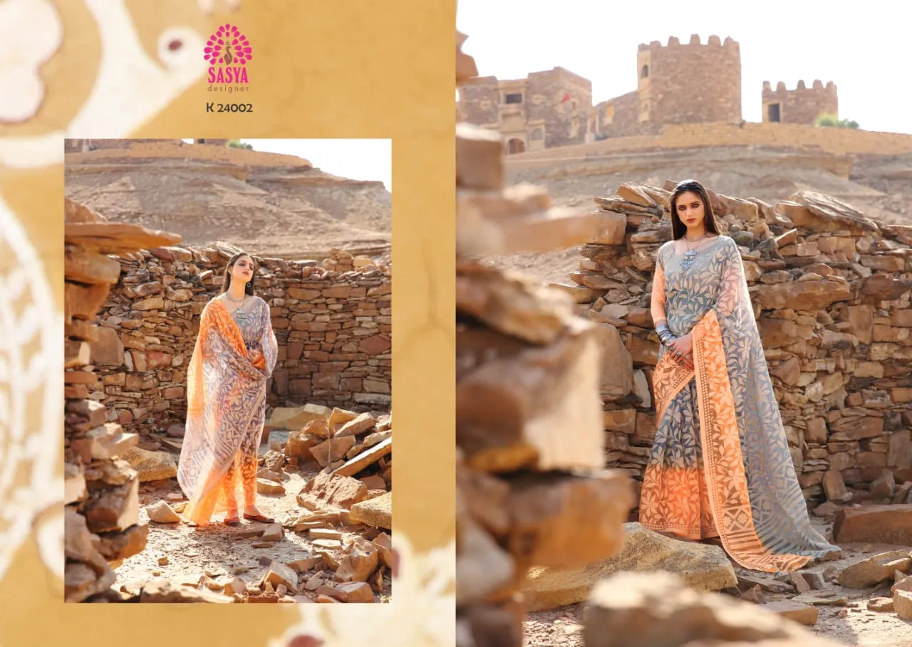 Sasya Designer Aangan Elagant Looking Beautiful Designed Sarees