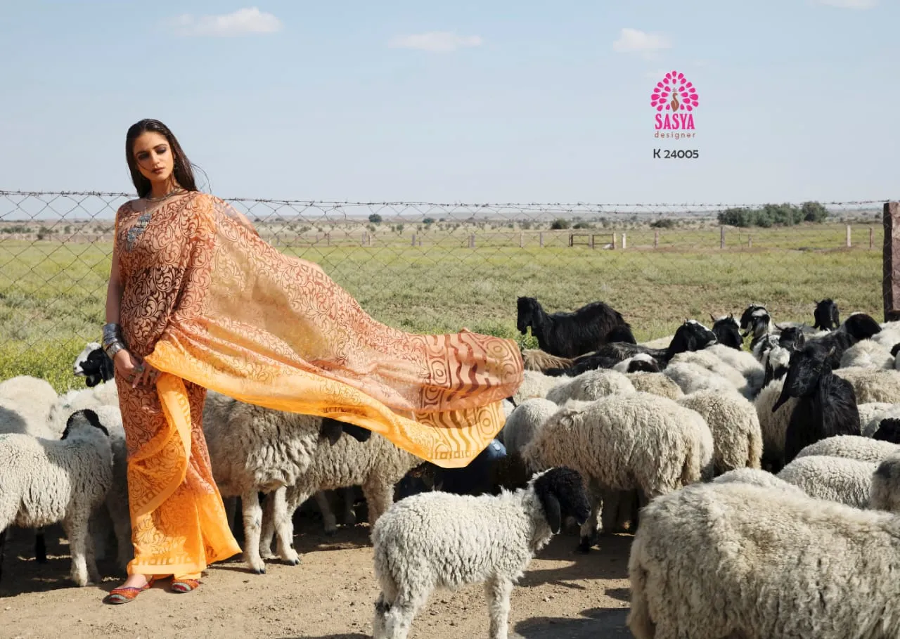 Sasya Designer Aangan Elagant Looking Beautiful Designed Sarees