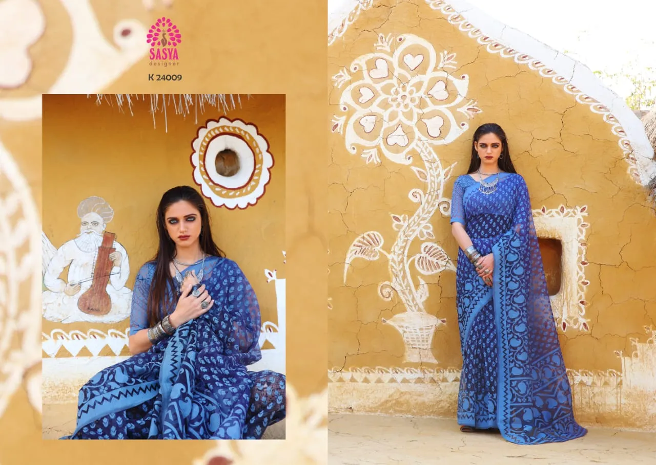 Sasya Designer Aangan Elagant Looking Beautiful Designed Sarees