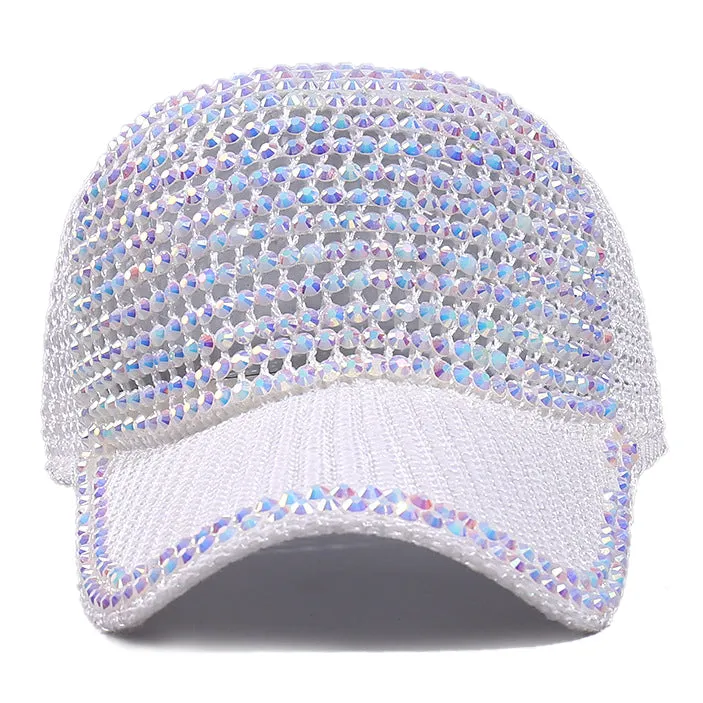 Scarlet Rhinestone Hat in White