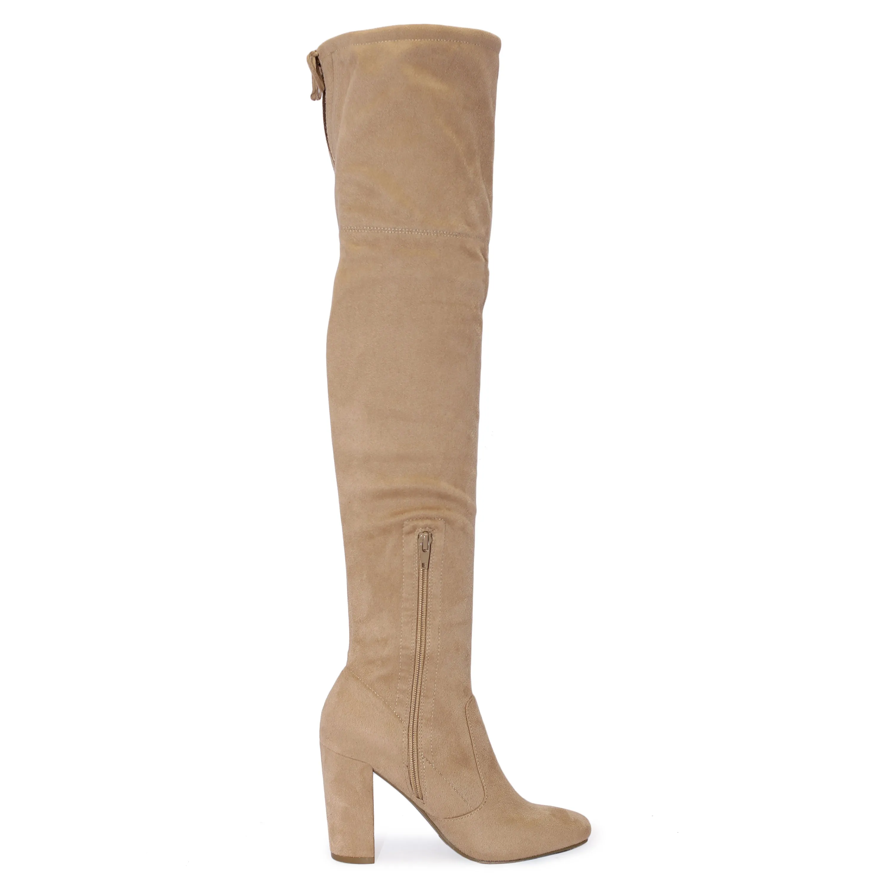 SLAY-08 Lace-Up Over The Knee Block Heel Boots