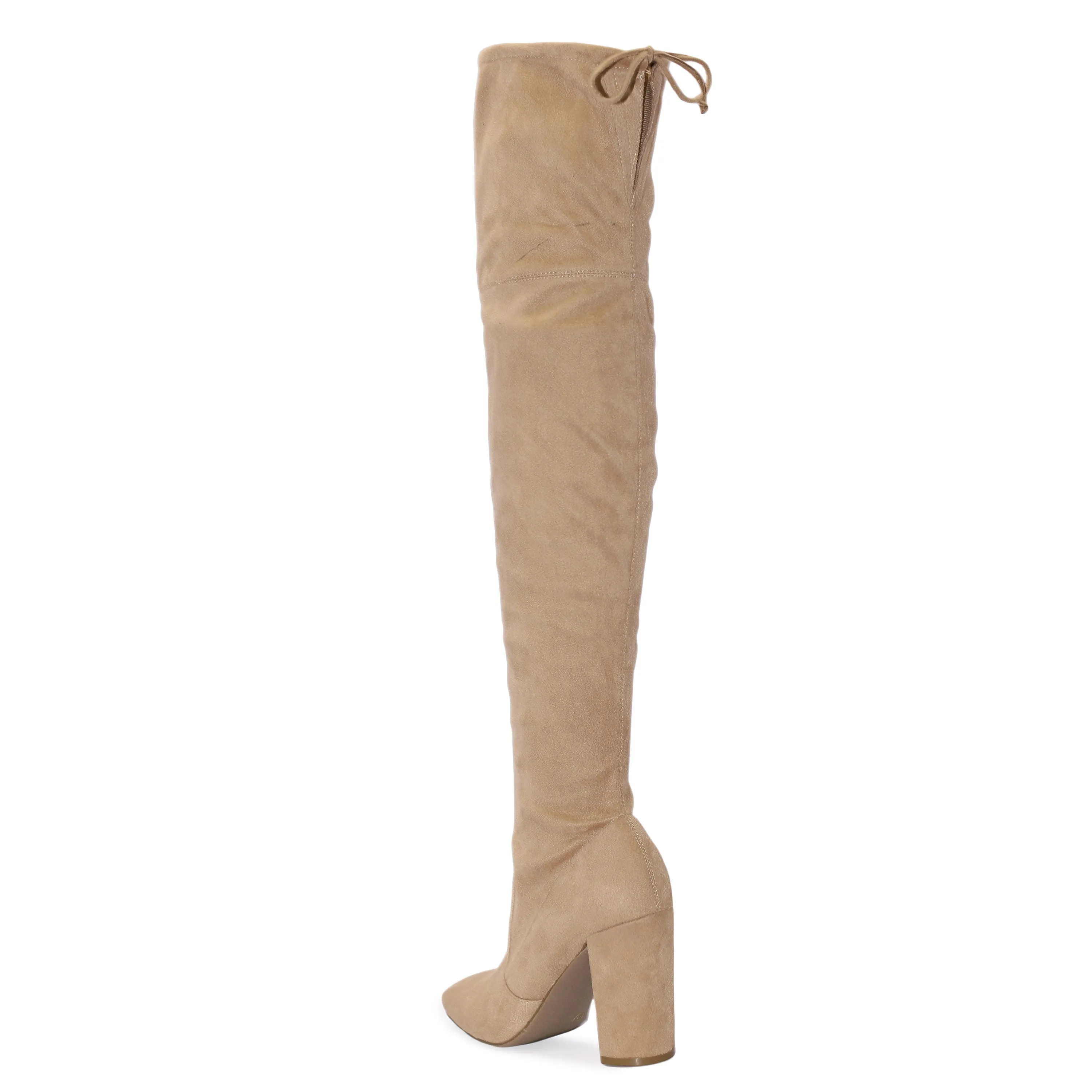 SLAY-08 Lace-Up Over The Knee Block Heel Boots