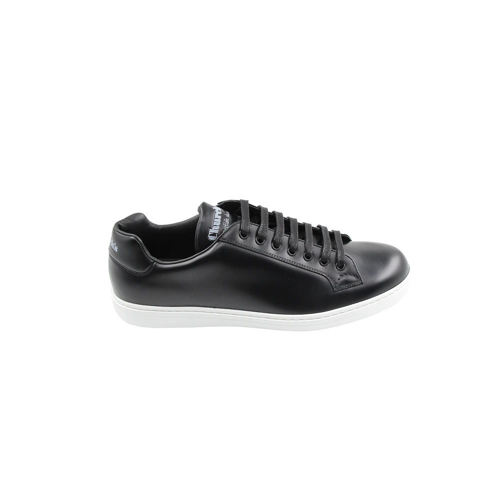 Sneakers in Pelle Nera con Cucitura a Mezzaluna