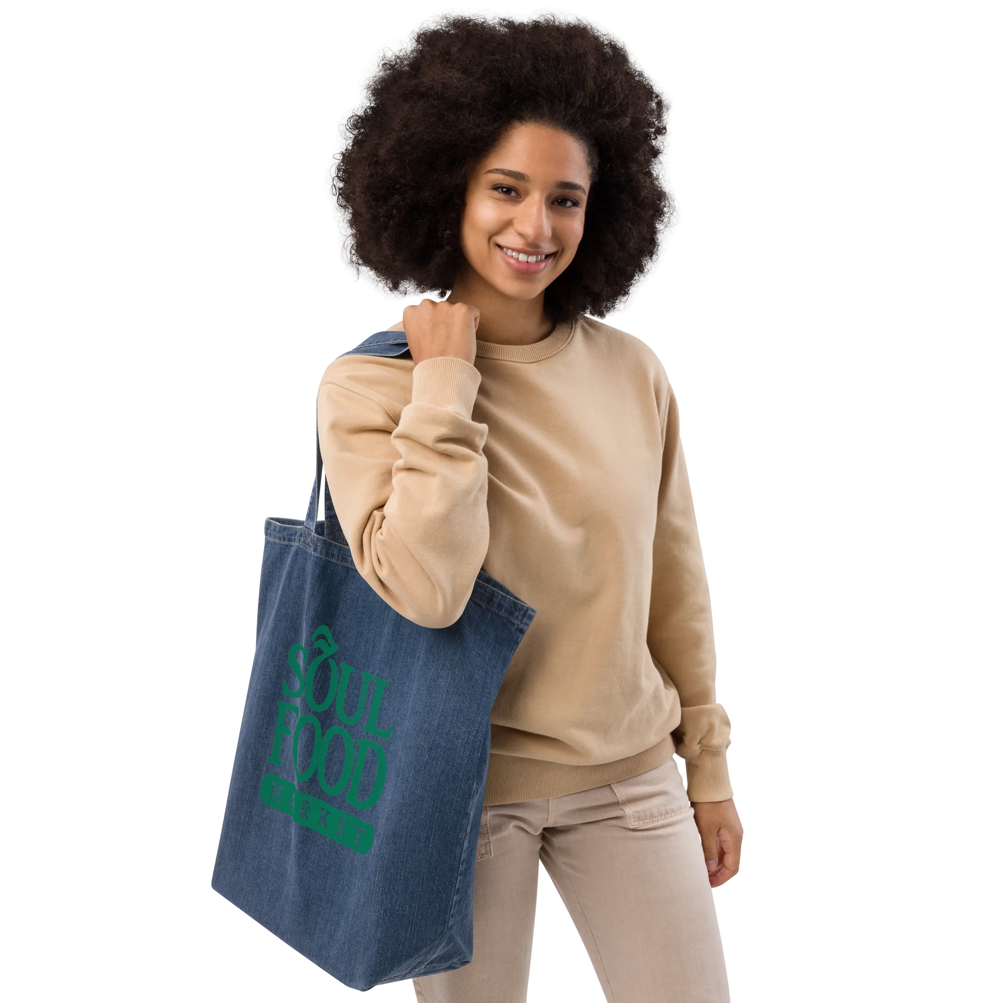 Soul Food Organic denim tote bag