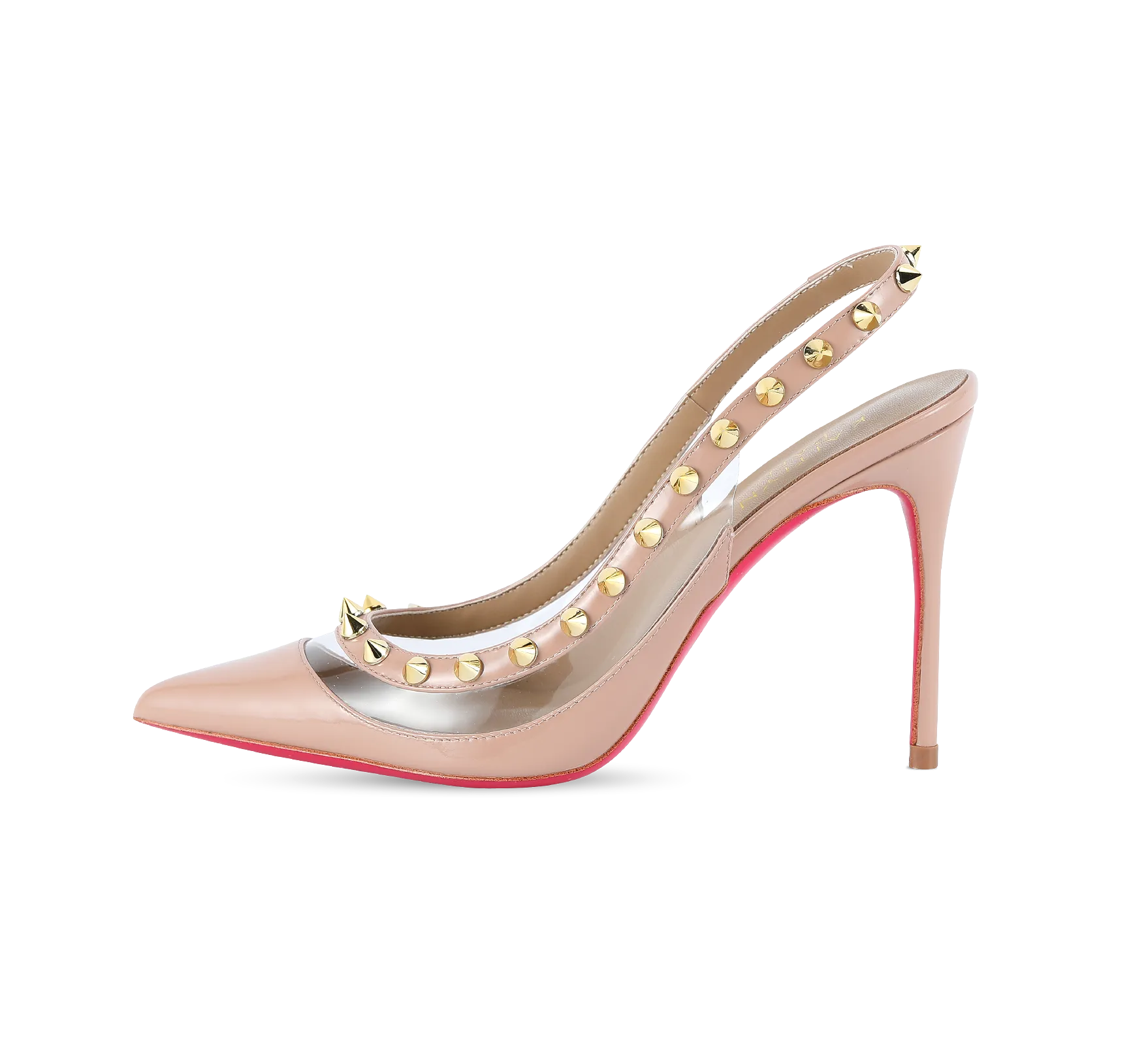 Spiky PVC Slingback Pink Sole Pumps