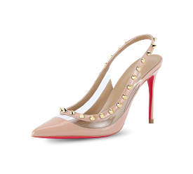 Spiky PVC Slingback Pink Sole Pumps