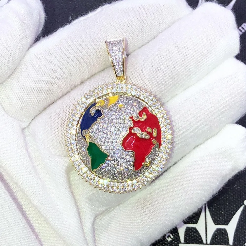 Spinning World Globe VVS CZ Hip Hop Bling Pendant