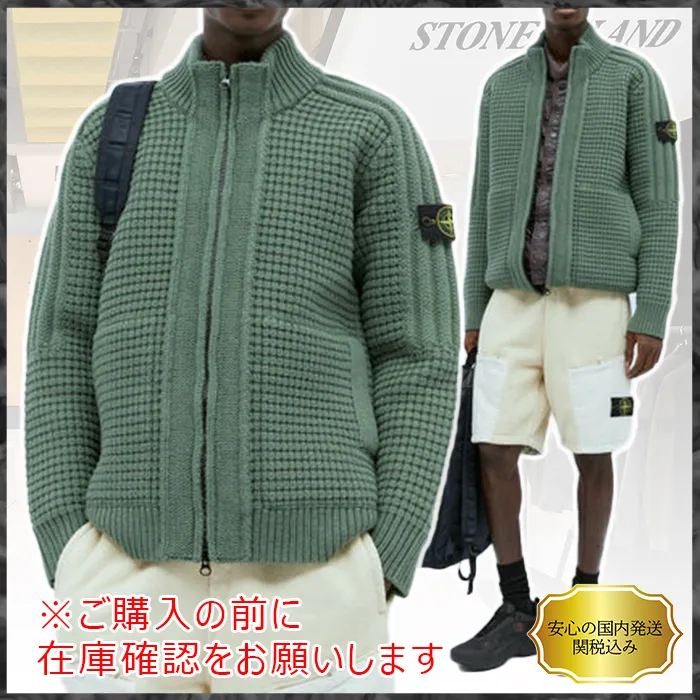 STONE ISLAND  |Wool Nylon Street Style Logo Cardigans