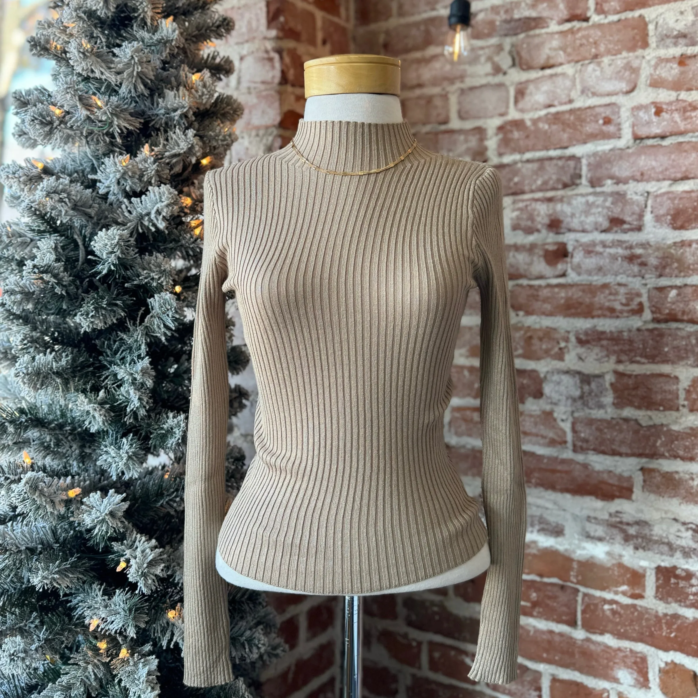 Stuck In Your Ways Ribbed Mock Neck Sweater